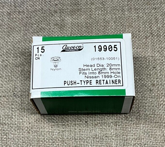Auveco 19905 Push Type Retainer 20mm Head Diameter • Quantity - 15
