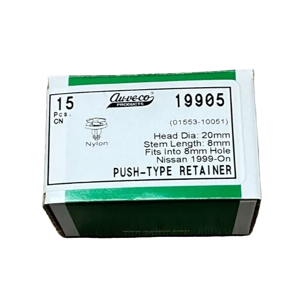 Auveco 19905 Push Type Retainer 20mm Head Diameter • Quantity - 15