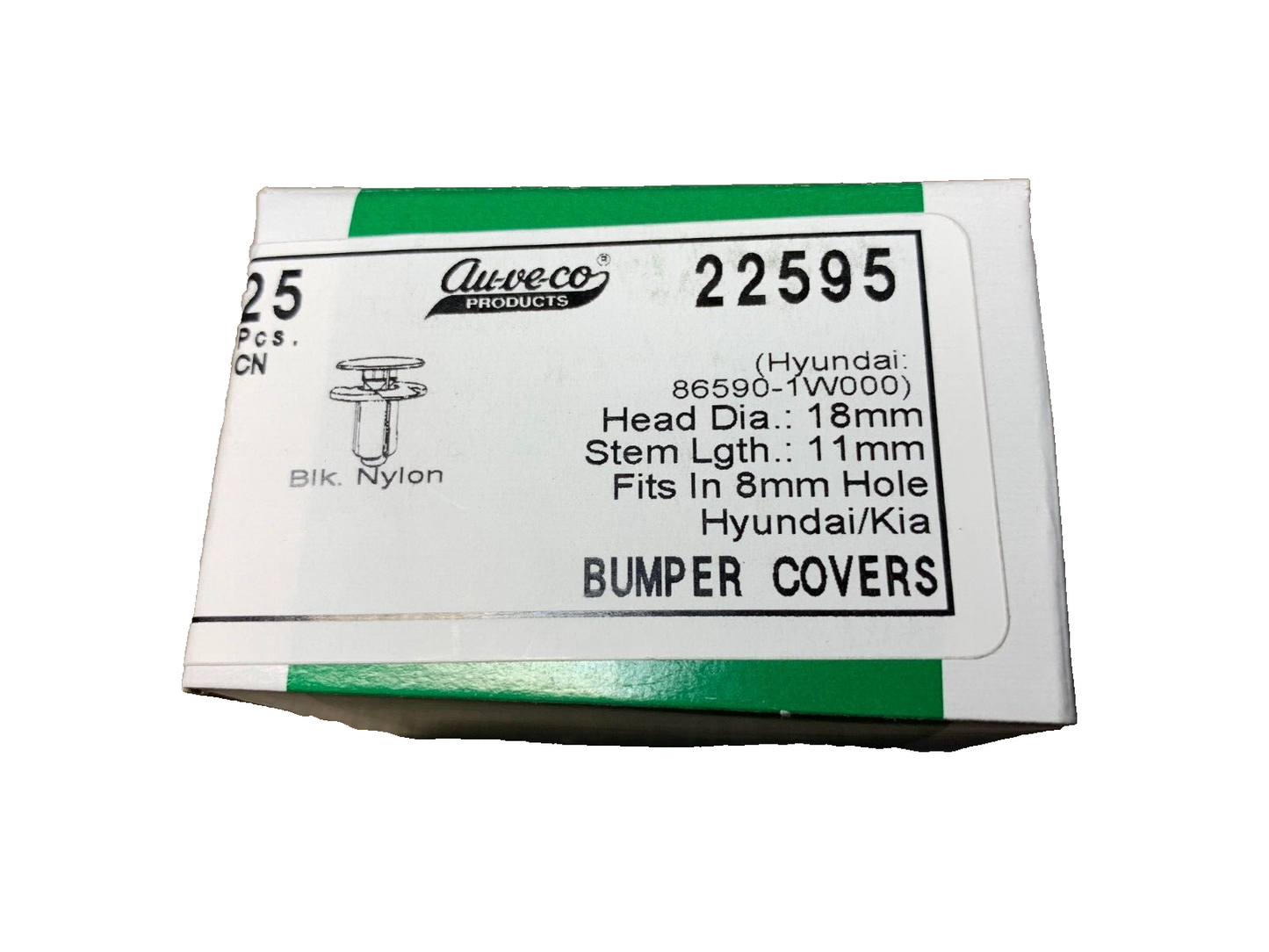 25 Auveco 22595 Specialty Push-Type Retainer Hyunda & Kiaa 86590-1W000