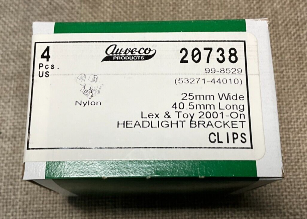 4 Pcs. Auveco 20738 Headlight Bracket Clip Lex-Toyota 2001-On