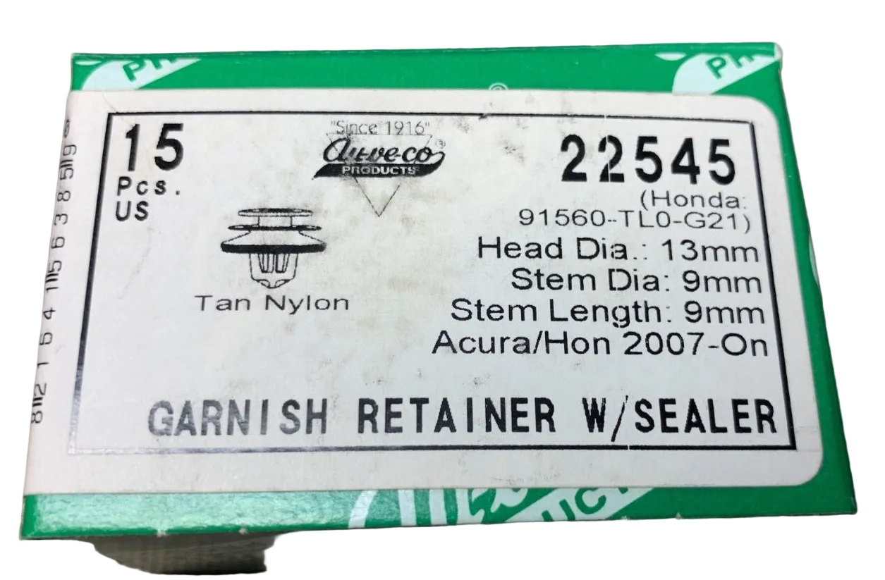 15 Auveco 22545 Garnish Retainer With Sealer , Tan Nylon
