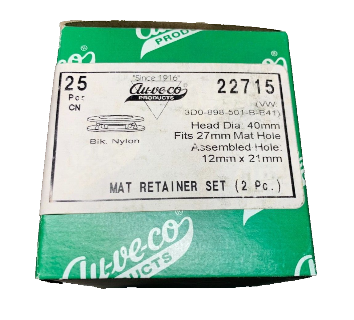 25 Auveco 22715 Floor Mat Retainer, Mat Hole 27, for VW 3D0-898-501-B-B41