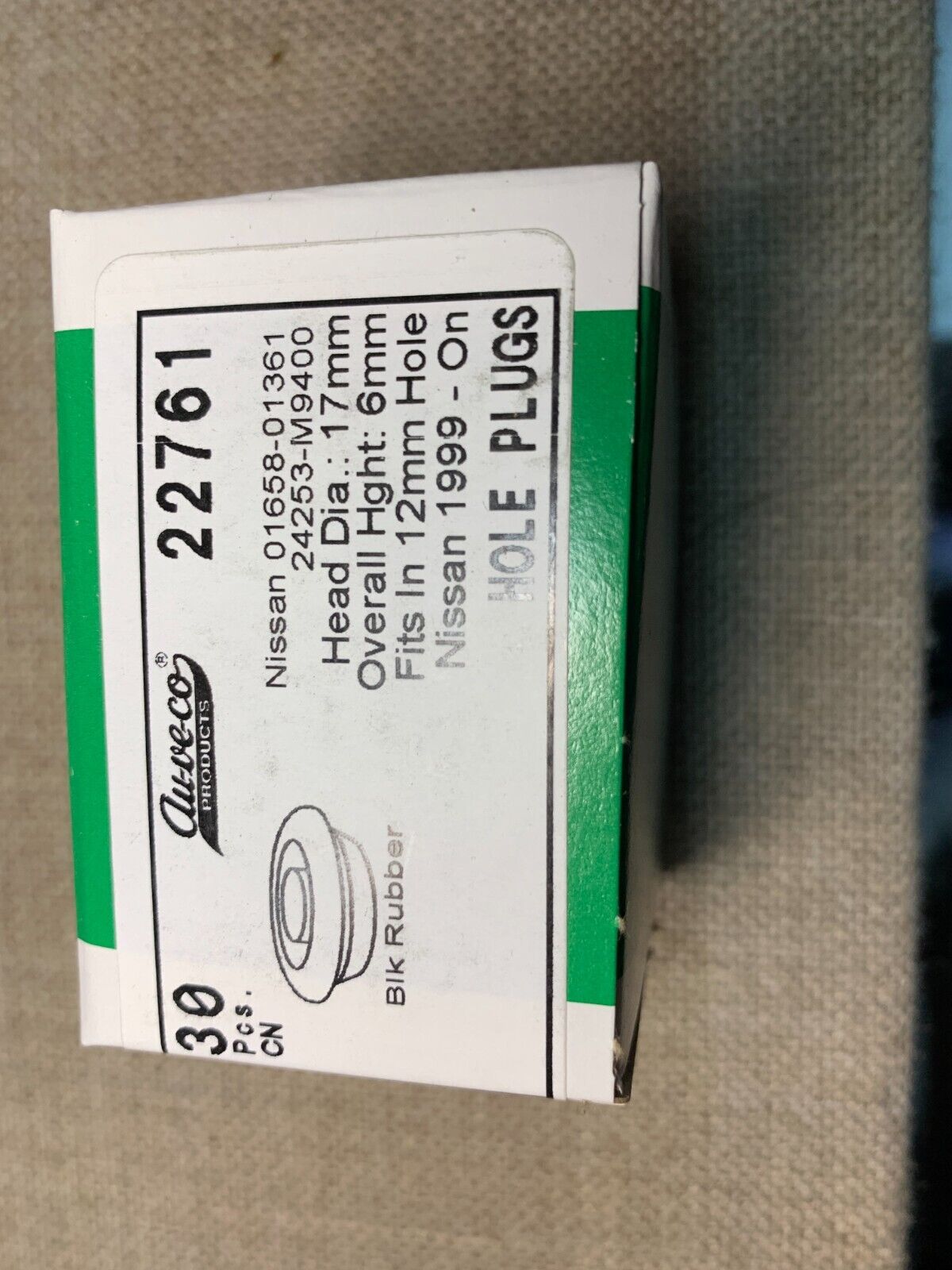 30 Auveco 22761 Body Hole Plug for Nisson 01658-01361, 24253-M9400