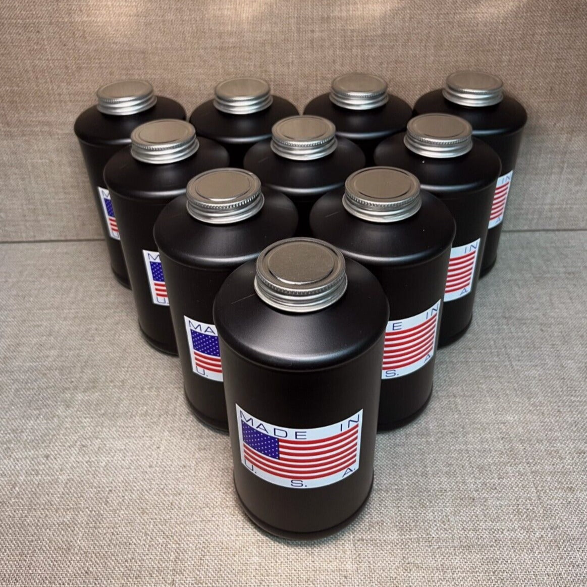 10 Empty Black Quart Bottles & Lids. Fits Pro Undercoating & Standard Guns "USA"