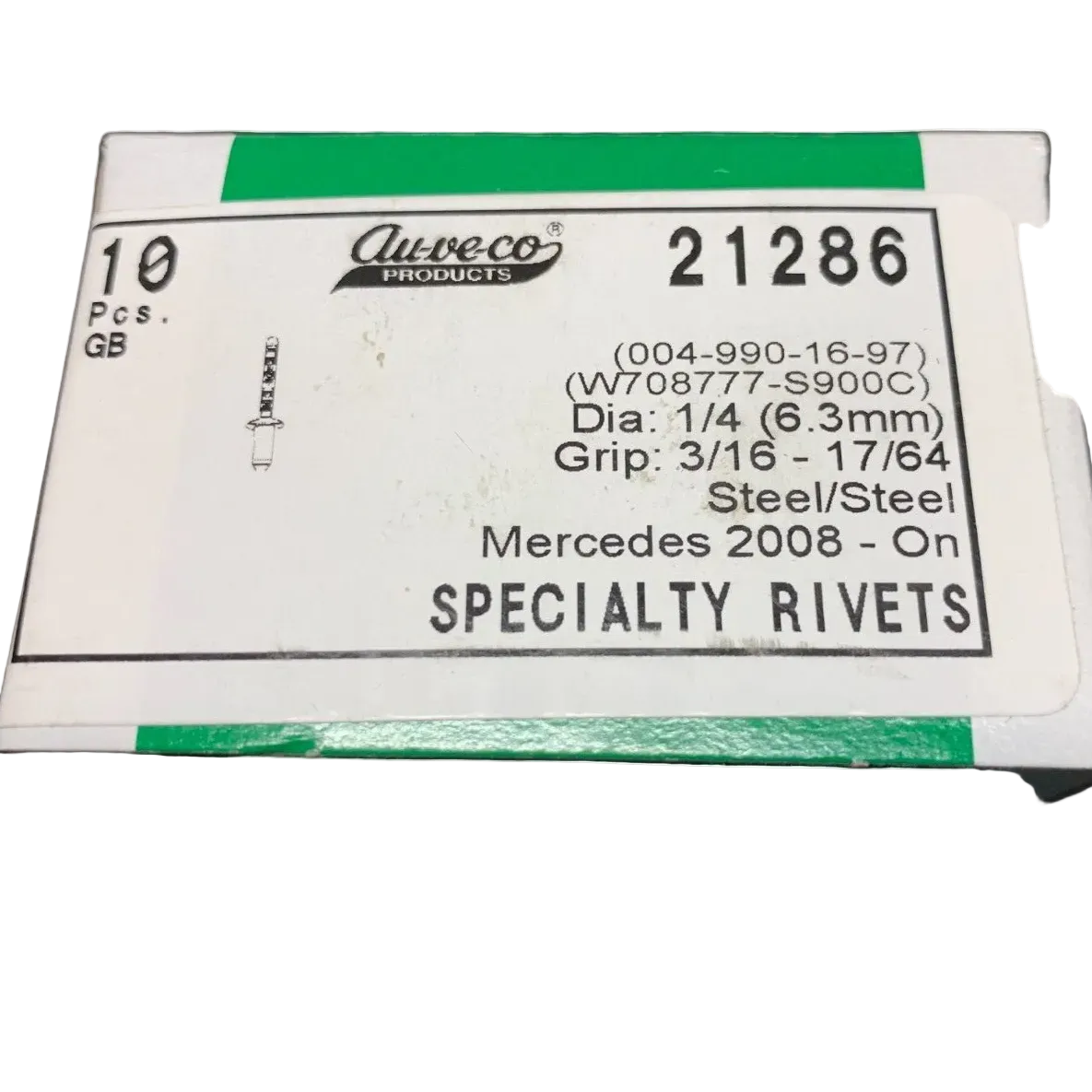 10-Auveco 21286 Specialty Rivet for Ford & Mercedes Benz, Steel on Steel