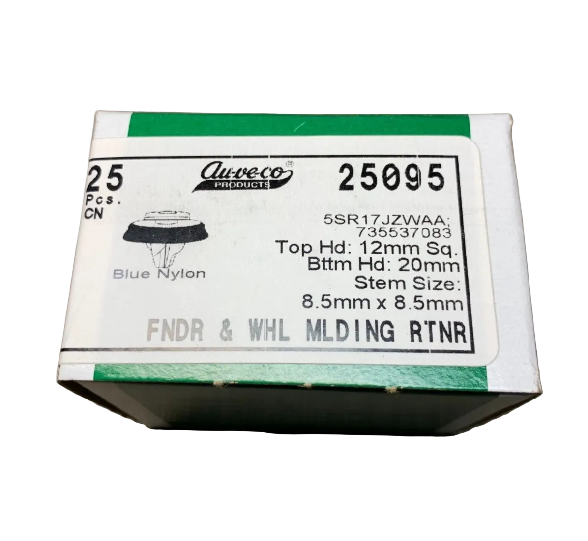 Auveco - 25095 - Jeep/Fiat Fender And Wheel Moulding Clip W/Sealer (25 Pieces)
