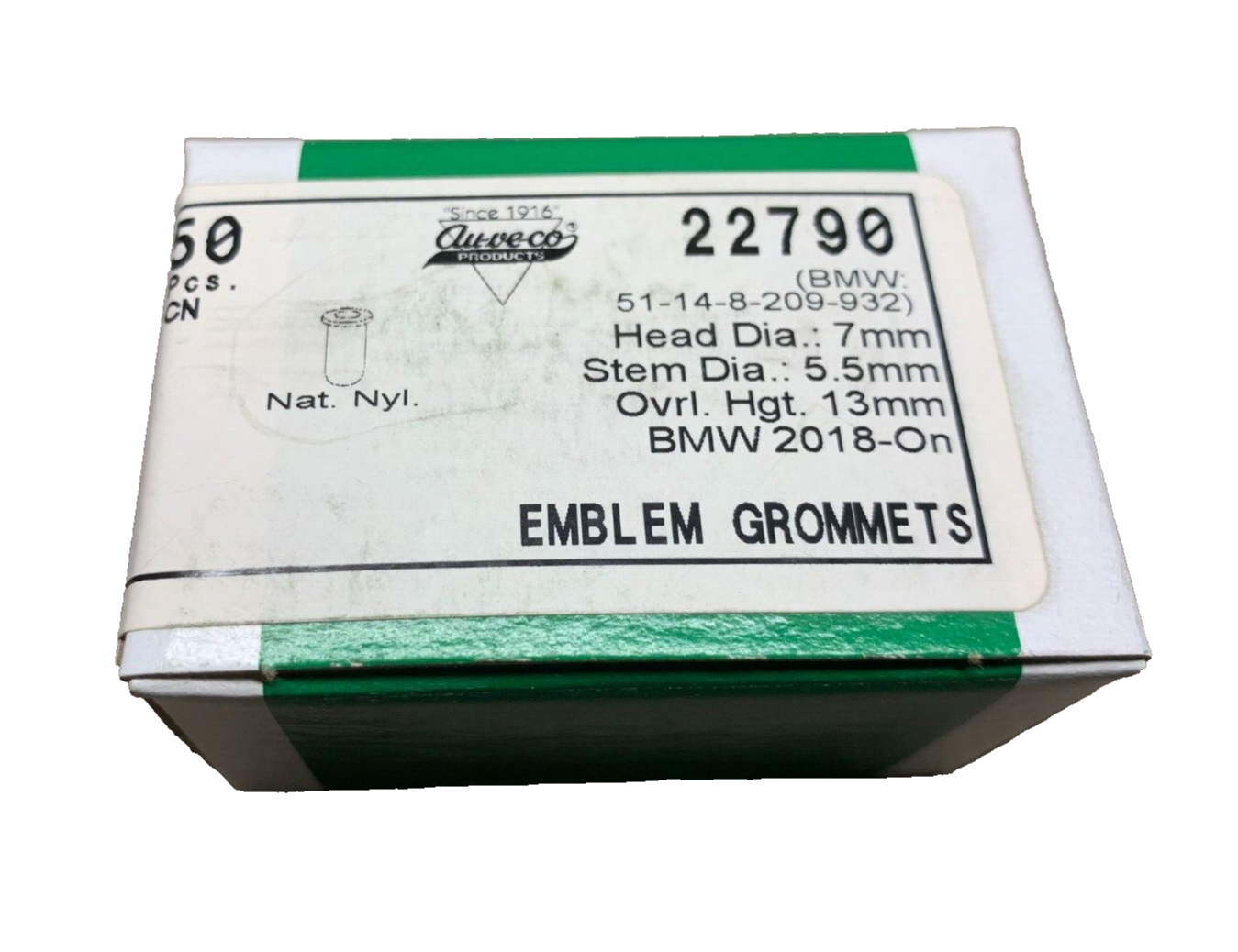 25 Auveco 22790 Emblem Grommets 51-14-8-209-932