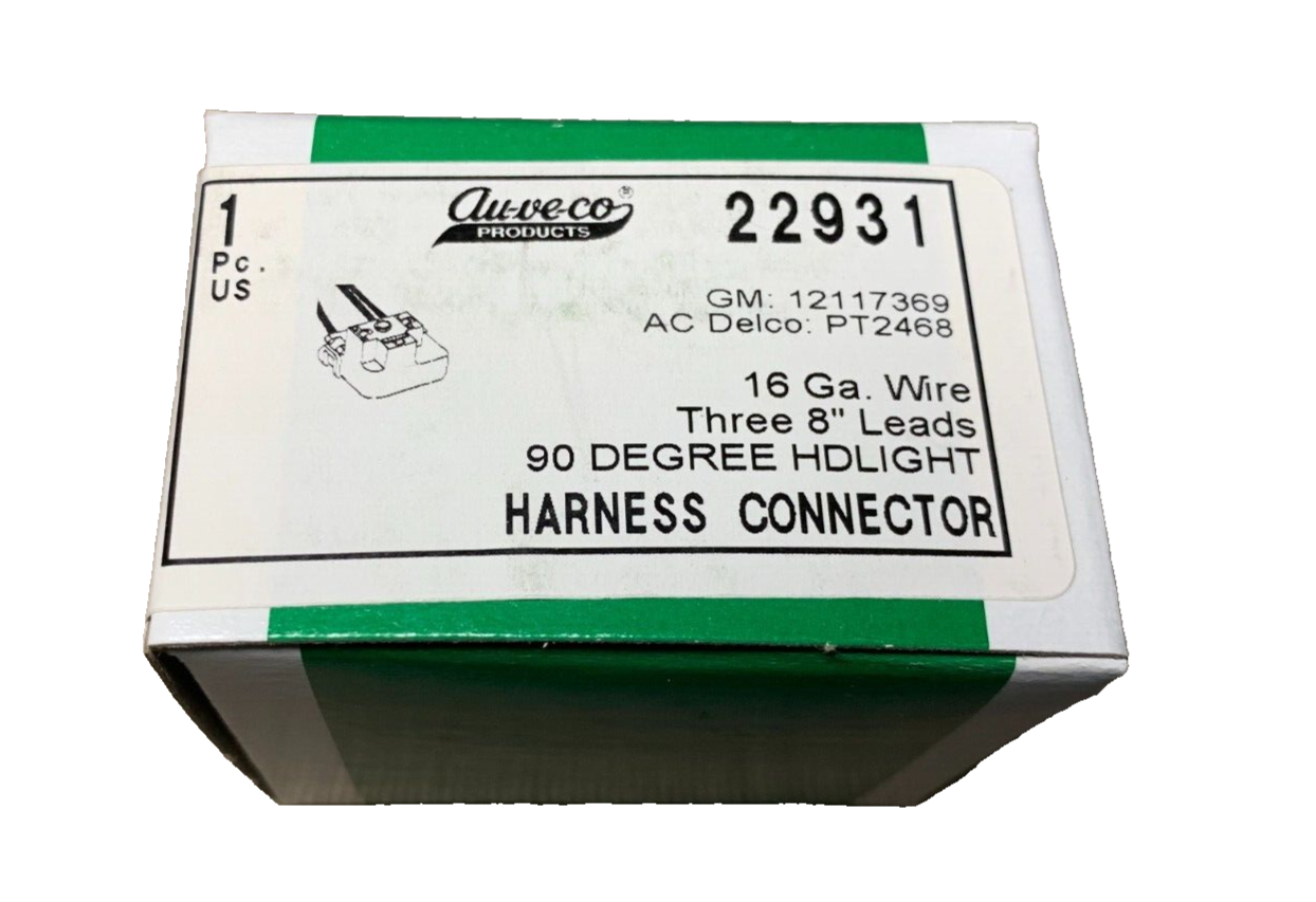 1 Auveco 22931 Headlight Connector Pigtail, for GM 12117369 and AC Delco PT2468