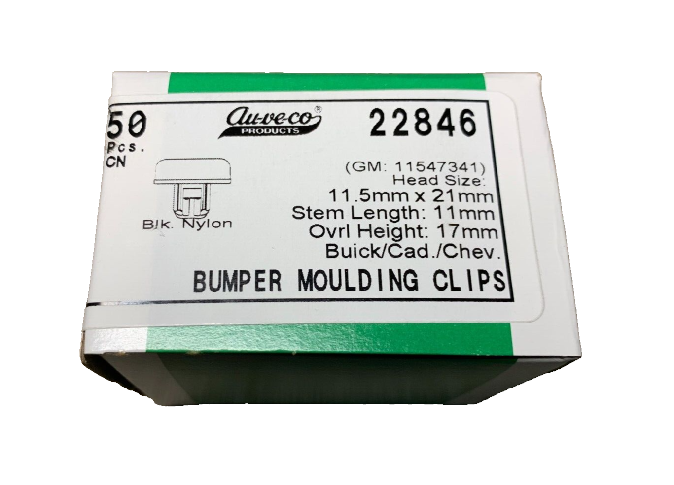 50 Auveco 22846 Bumper Moulding Clip Compatible with GM 11547341