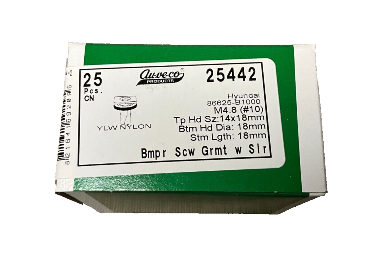 25 Auveco 25442 Bumper Screw Grommet w/Sealer for Hyunda 86625-B1000