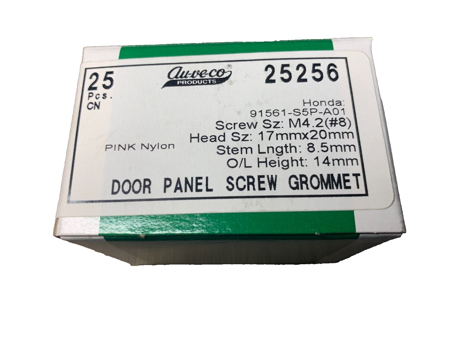 25 Auveco 25256 Door Pane Screw Grommet Nylon 91561-S5P-A01