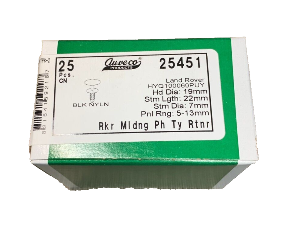 25 Auveco 25451 ROCKER MOULDING PUSH-TYPE RETAINER