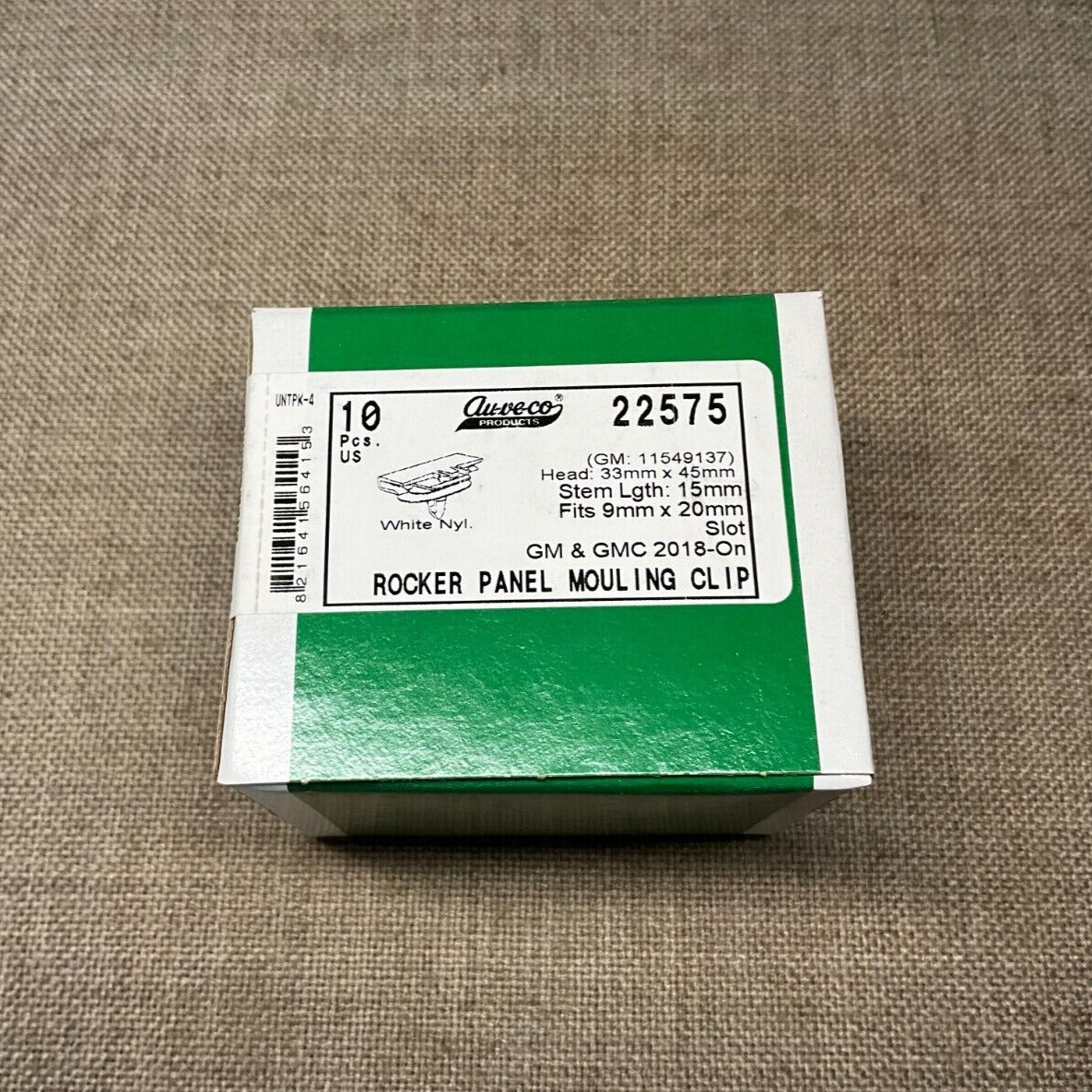10 Auveco 22575 Rocker Panel Moulding Clip, White Nylon, for GMM