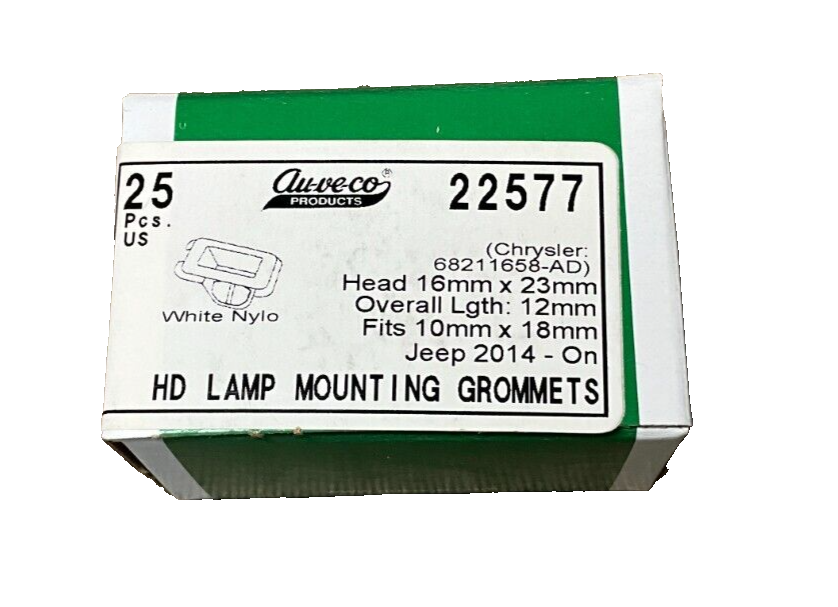 25 Auveco 22577 Headlamp Mounting Grommet for Jeep and Chrysler 68211658-AD