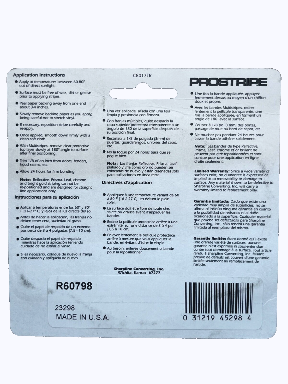 Prostripe R60798 Silver/Black 5/8" x 50'