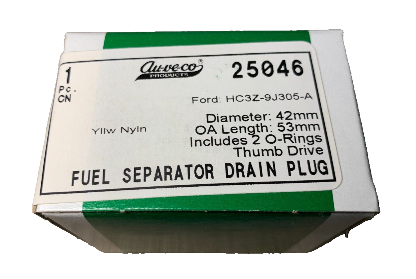 1 Auveco 25046 Fuel Separator Drain Plug Ford HC3Z-9J305-A