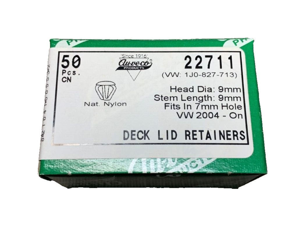 50 Auveco 22711 Deck Lid Retainer 9mm Head, for VW 1J0-827-713