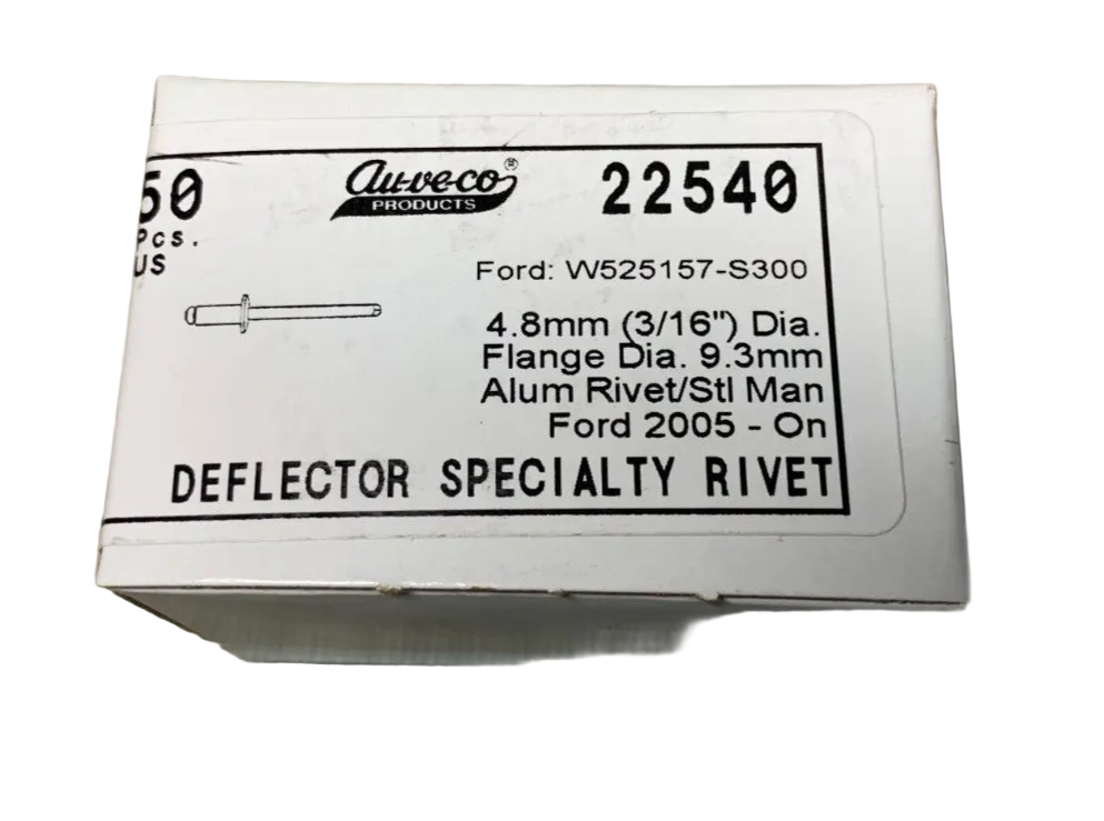 50 Auveco 22540 Specialty Rivet, 4.8mm Shank, 3.2-6.35mm Grip, Ford W525157-S300