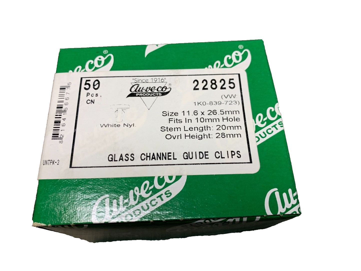 50 Auveco 22825 Glass Channel Guide Clips 1K0-839-723