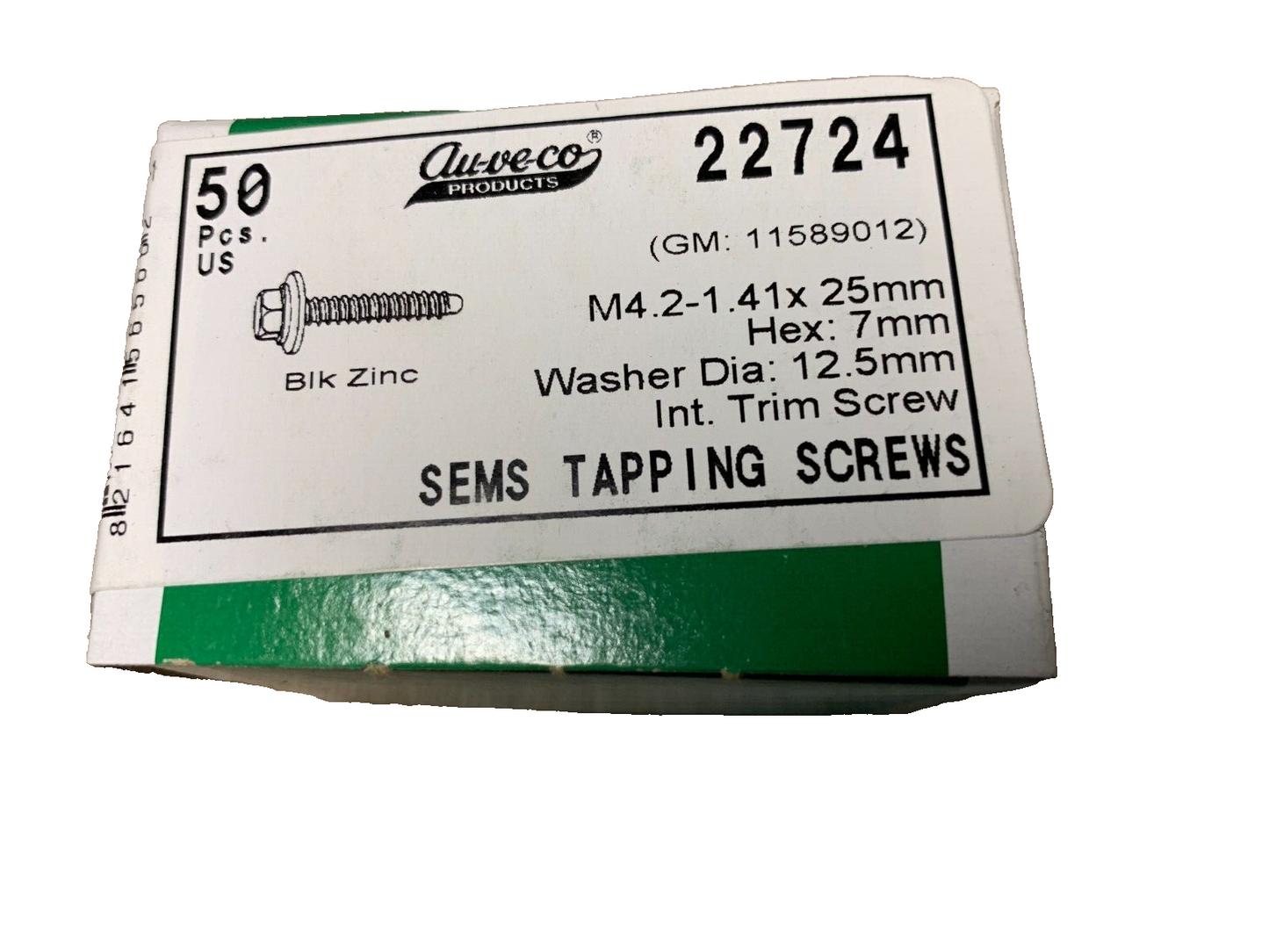 50 Auveco - 22724 - Hex Head Sems Tap Screw M4.2-1.41 X 25Mm Black