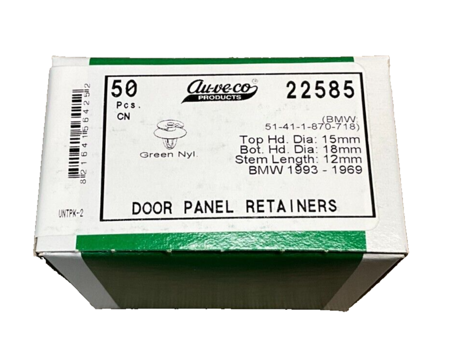 50 Auveco 22585 Door Panel Retainer for BMW 51-41-1-870-718