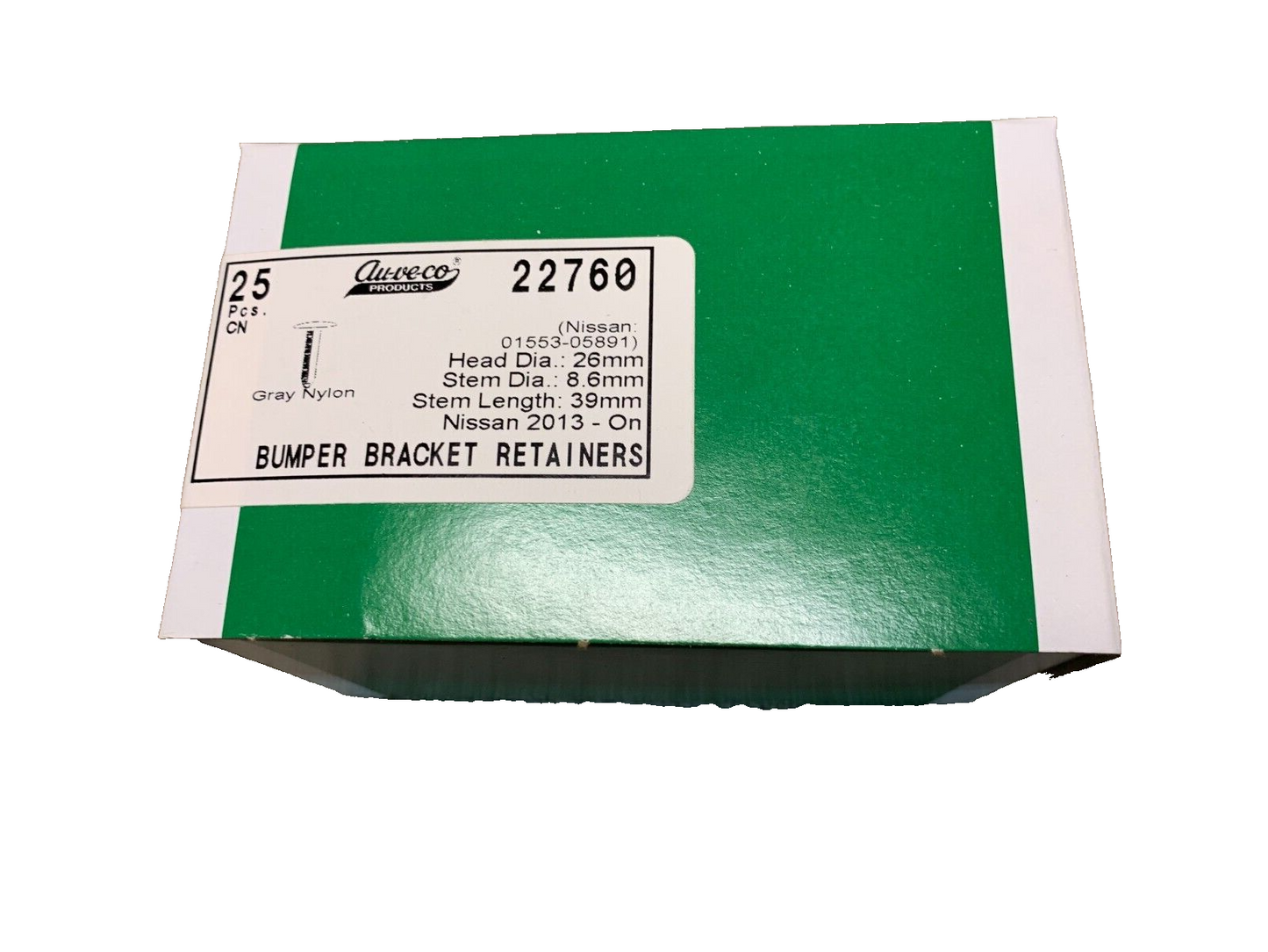 25 Auveco 22760 Bumper Bracket Retainer, Dark Gray, for Nisson 01553-05891