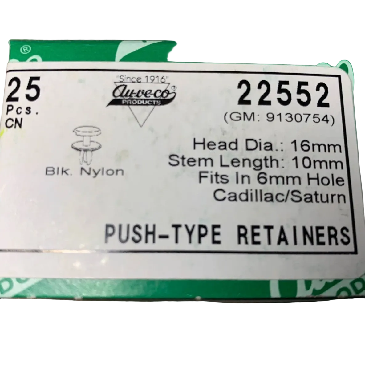 25 Auveco 22552 Push-Type Retainers GM 9130754