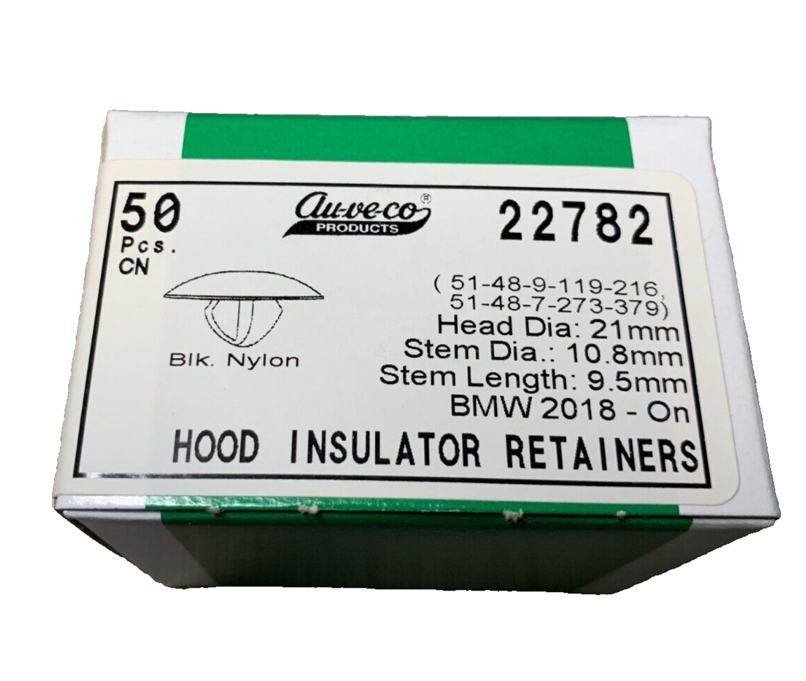 50 Auveco 22782 Hood Insulator Retainers Chrysler :6502842 GM :21039129 '93-On