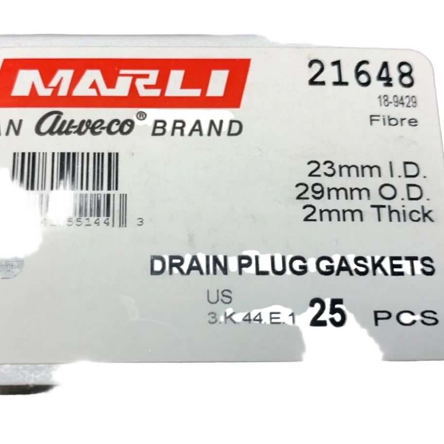 25 Auveco 21648 Black Fibre Drain Plug Gasket, M23 x M29, 23mm ID, 28.5mm OD