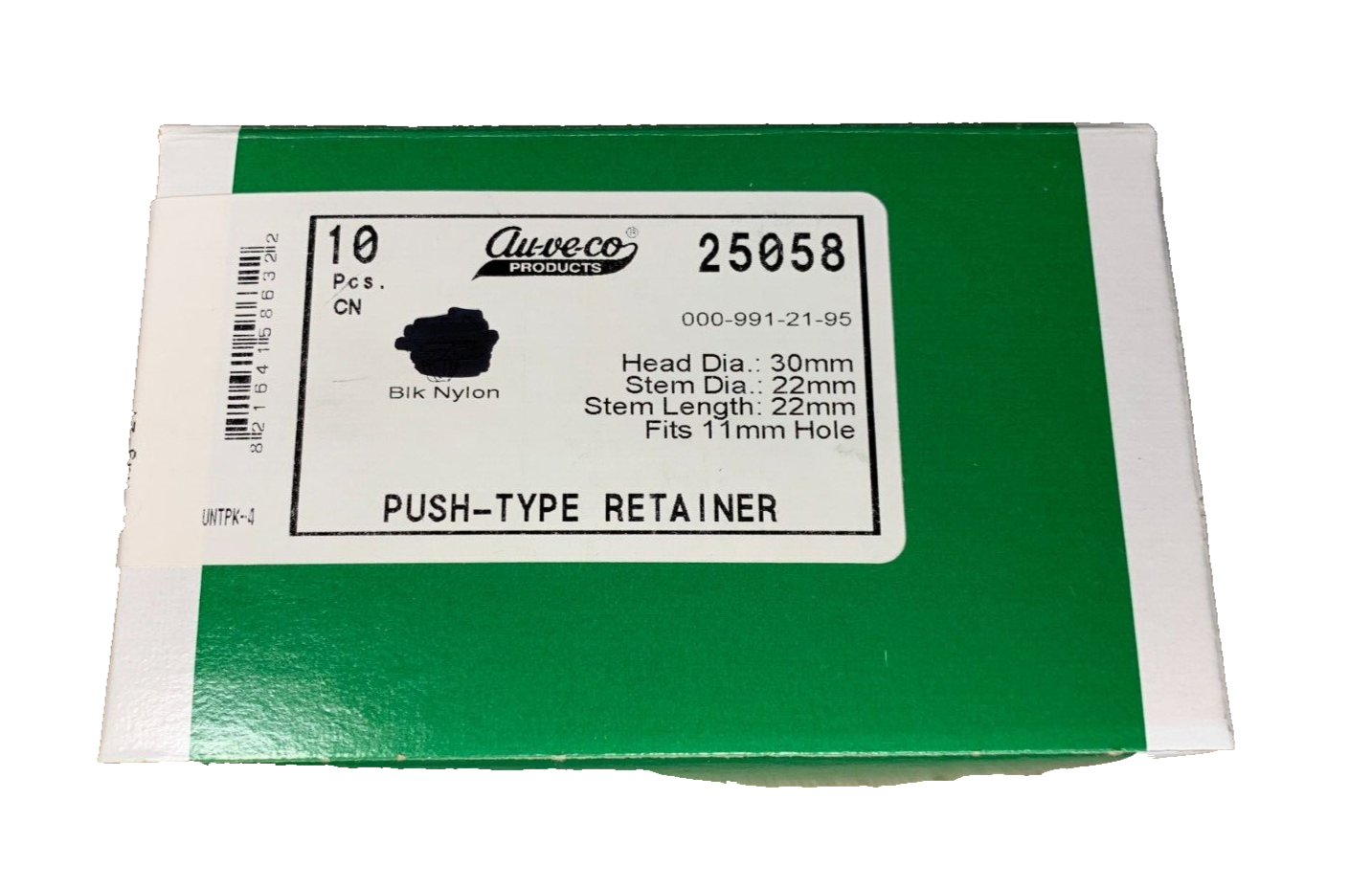 10 Auveco 25058 Push-Type Retainer 000-991-21-95