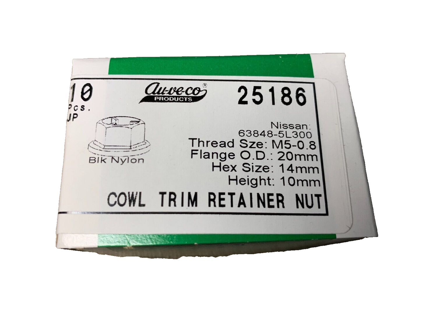 10 Auveco - 25186 - Cowl Trim Retainer Nut