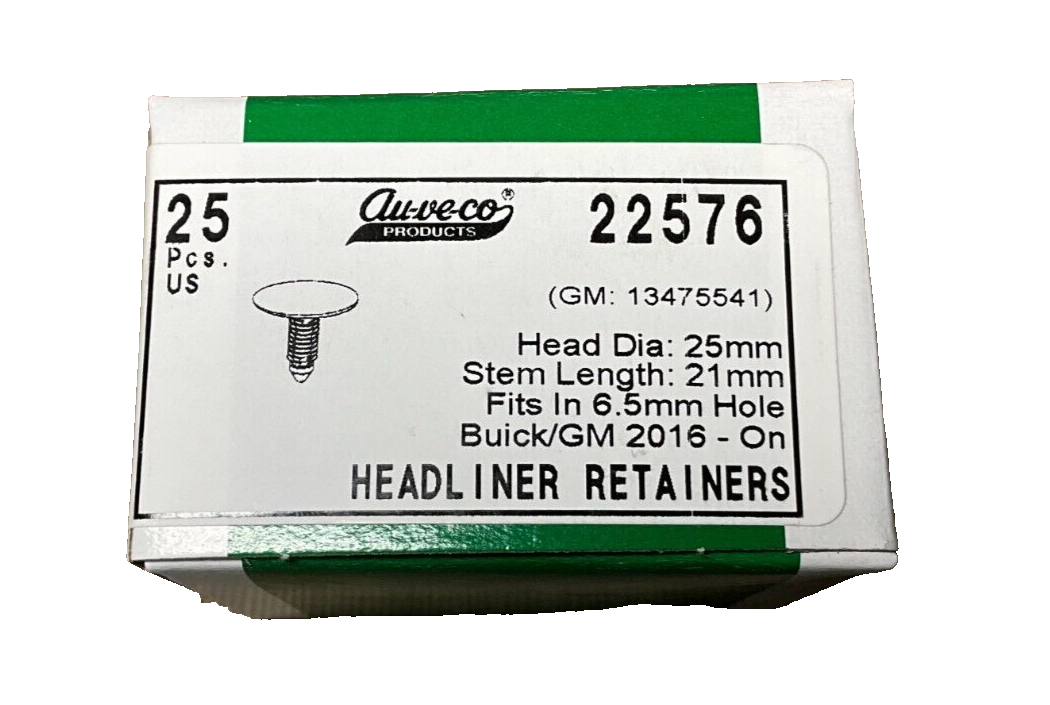 25 Auveco 22576 Headliner Retainer, 25mm Head, for GM 13475541