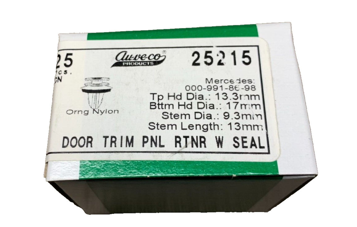 25 Auveco 25215 Door Trim Panel Retainers W/Seal 000-991-86-98