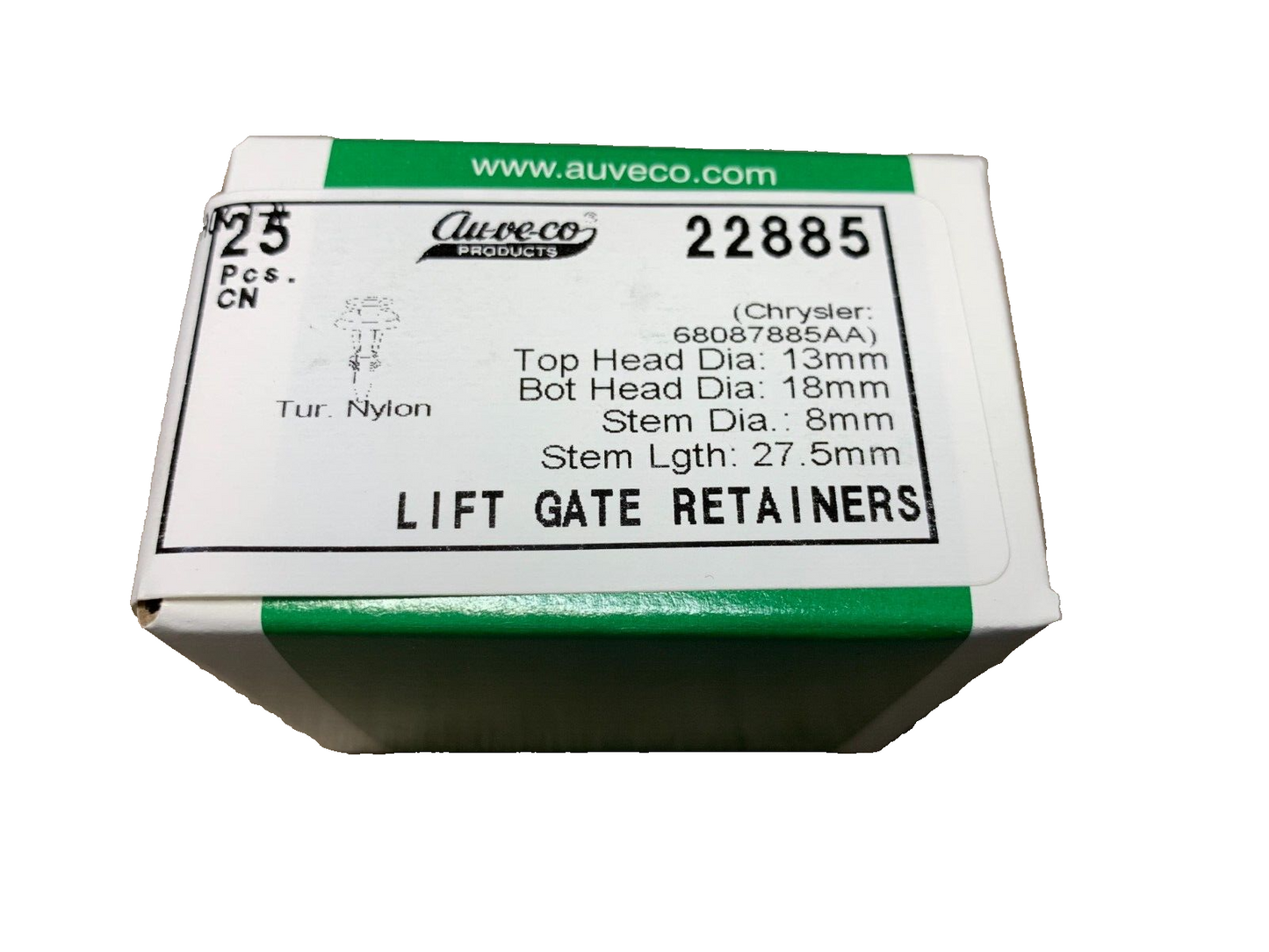 25 Auveco 22885 Lift Gate Retainer, Nylon, for Chrysler 68087885AA