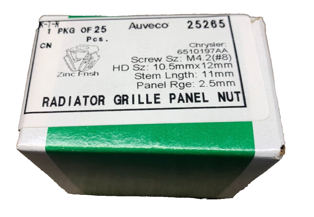 25 Auveco 25265 Radiator Grille Panel Push Nut for Dodge Jeep Chrysler 6510197AA