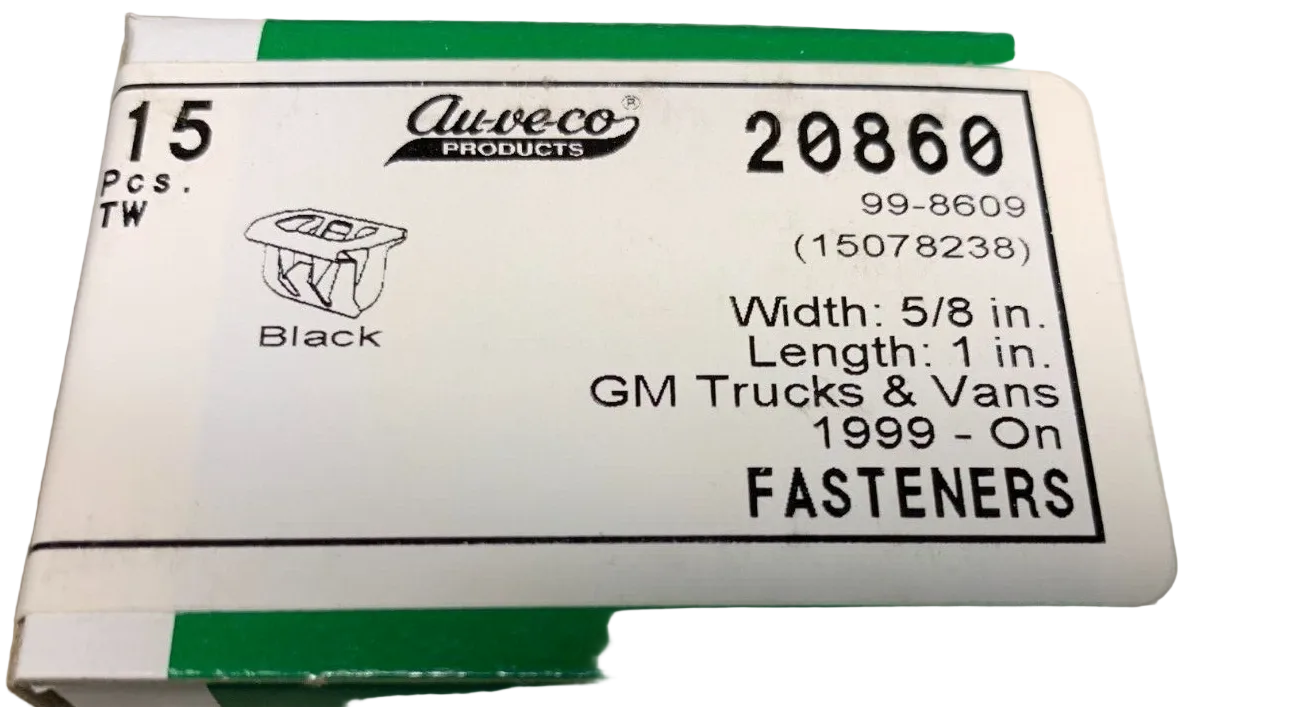 Auveco 20860 Fasteners GM FRONT GRILLE BUMPER CLIPS, 15 pack