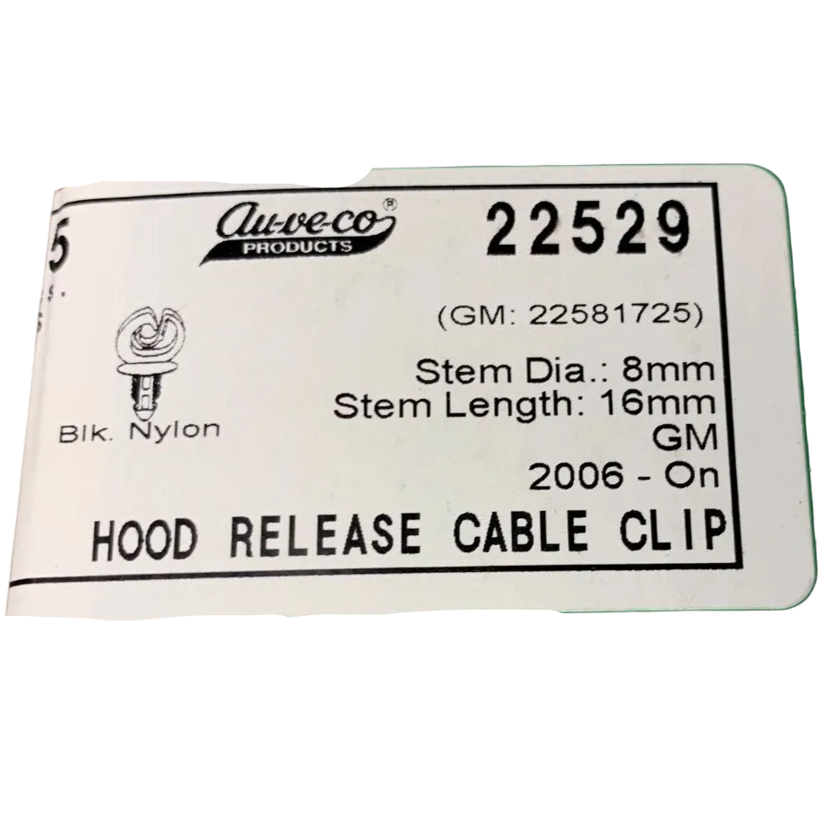 25 Auveco 22529 Hood Release Cable Clip for GM 22581725