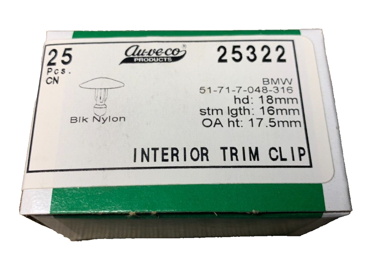 25 Auveco 25322 Interior Trim Panel Clip 01-71-7-048-316