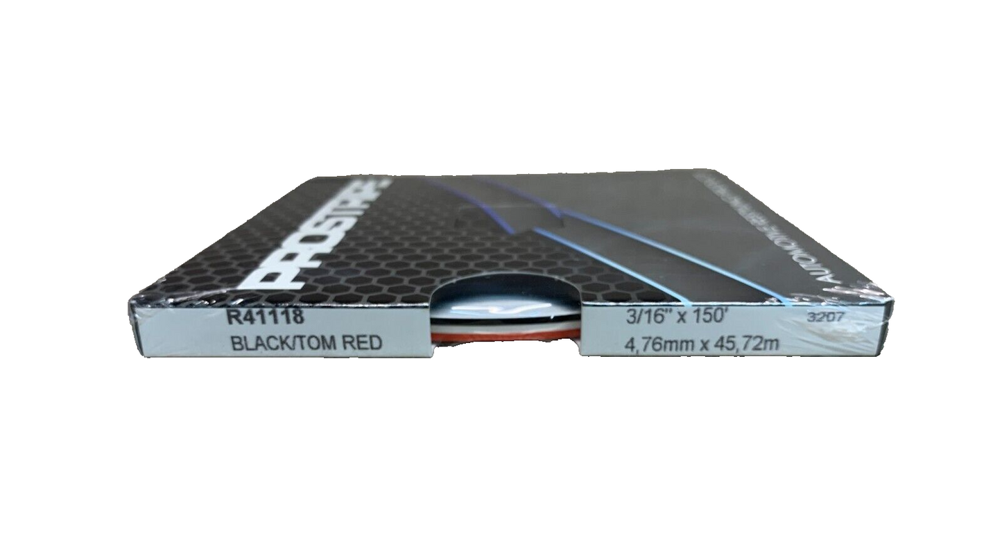 PROSTRIPE R41118 3/16" x 150' Black/TomatoRed
