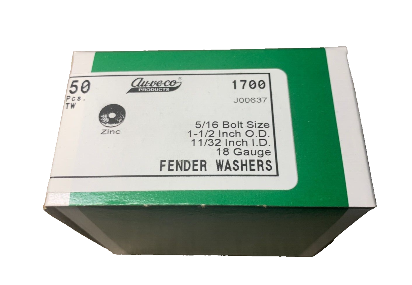 50 Auveco 1700 Fender Washers 5/16 Bolt Size, 1-1/2" O.D., 11/32" I.D. 18 Gauge
