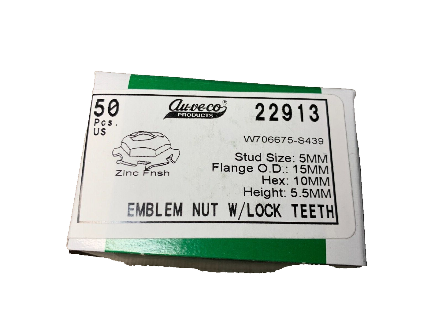 50 Auveco 22913 Emblem Nut With Locking Teeth, for Ford W706675-S439