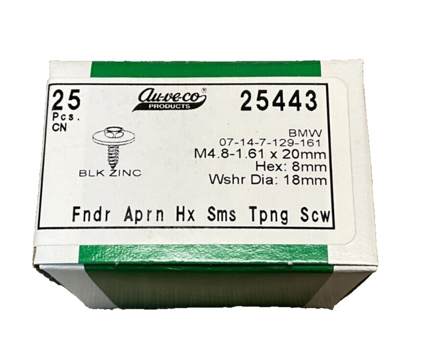25 Auveco 25443 FENDER APRON HEX HEAD SEMS TAPPING SCREW M4.8-1.61
