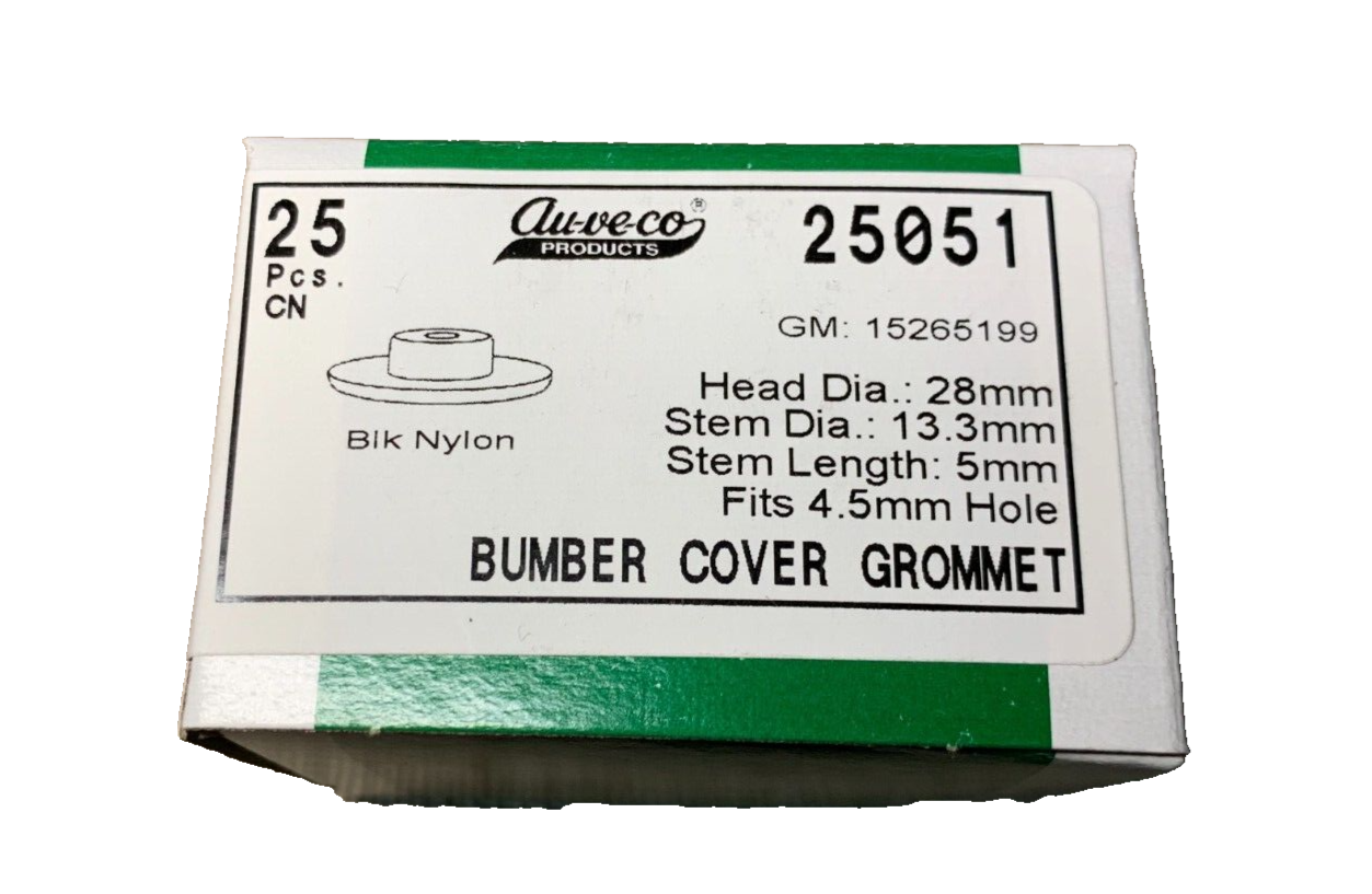 25 Auveco 25051 Bumper Cover Grommet, GM Part Number 15265199