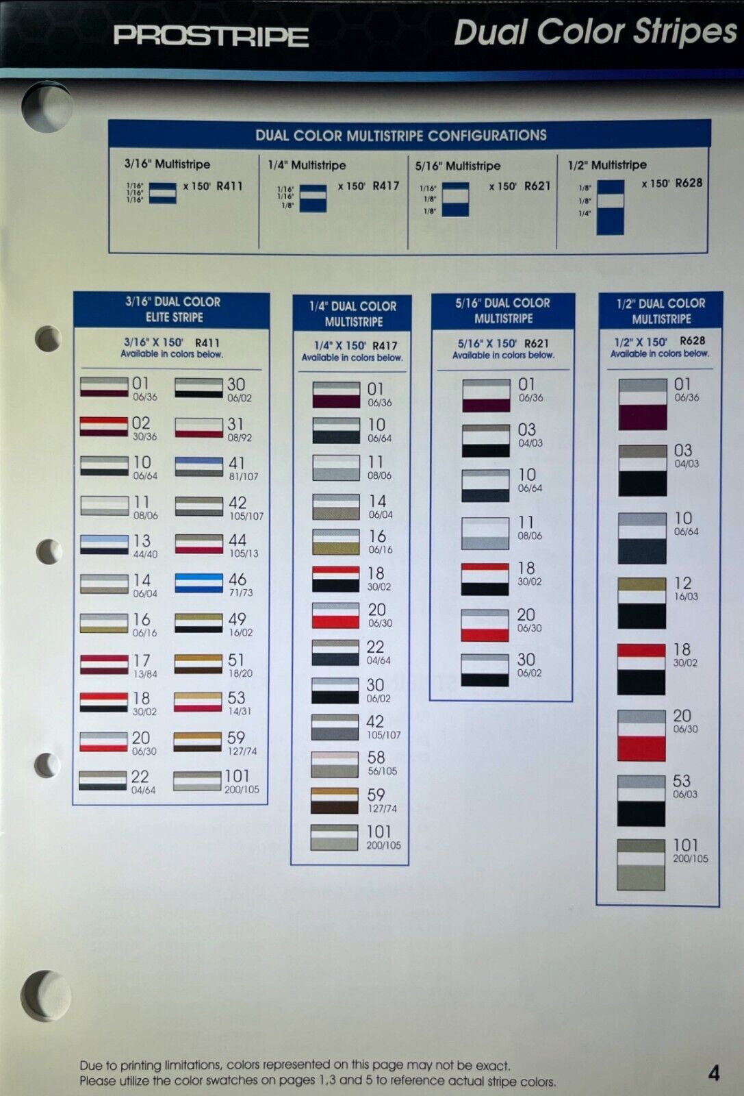 Prostripe Newest Pinstripe, Vinyl Product Catalog and color Guide V.63 USA