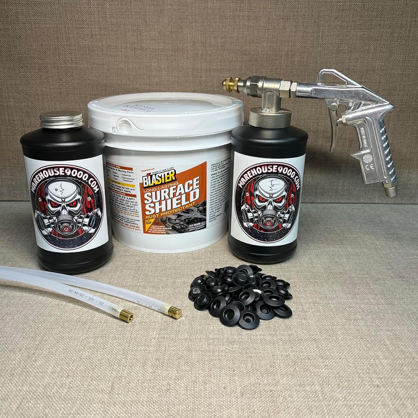 Gallon PB Blaster Surface Shield, with Pro Undercoating Gun, 2 Wands, 2 Quart Bottles, and 50 Rust Plugs