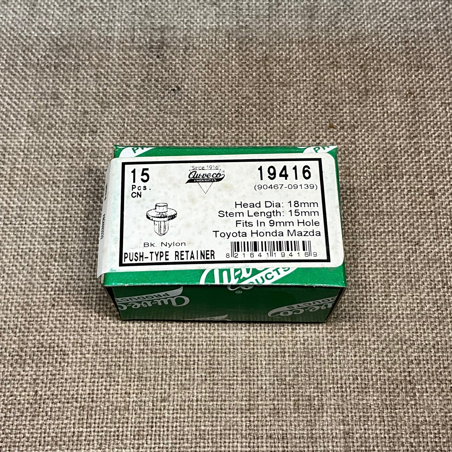 15 Bumper Cover and Wheel Housing Retainers Auveco 19416 Toyota : 90467-09139