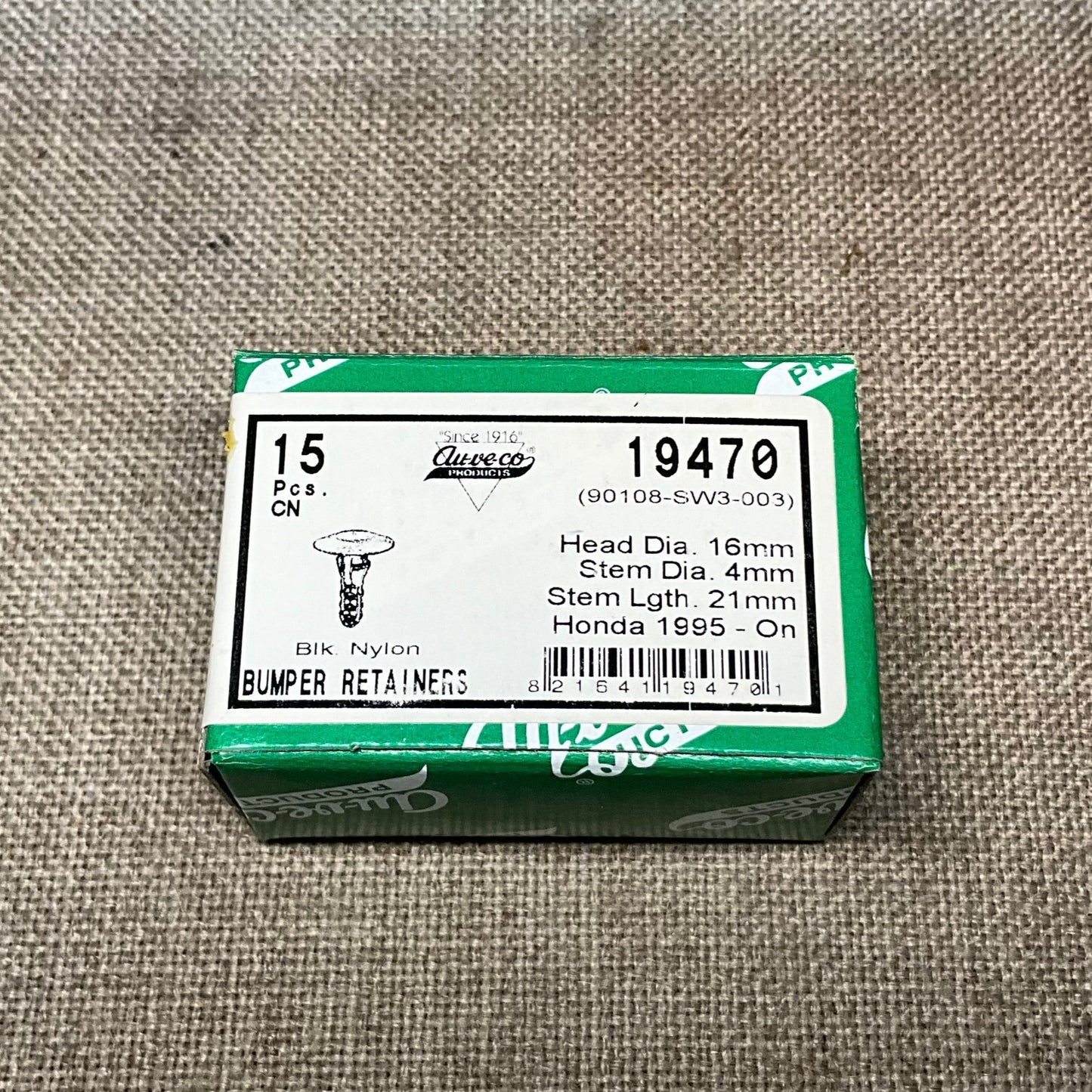 15 Bumper Retainers Auveco 19470 Honda : 90108-SW3-003 Accord Odyssey Prelude