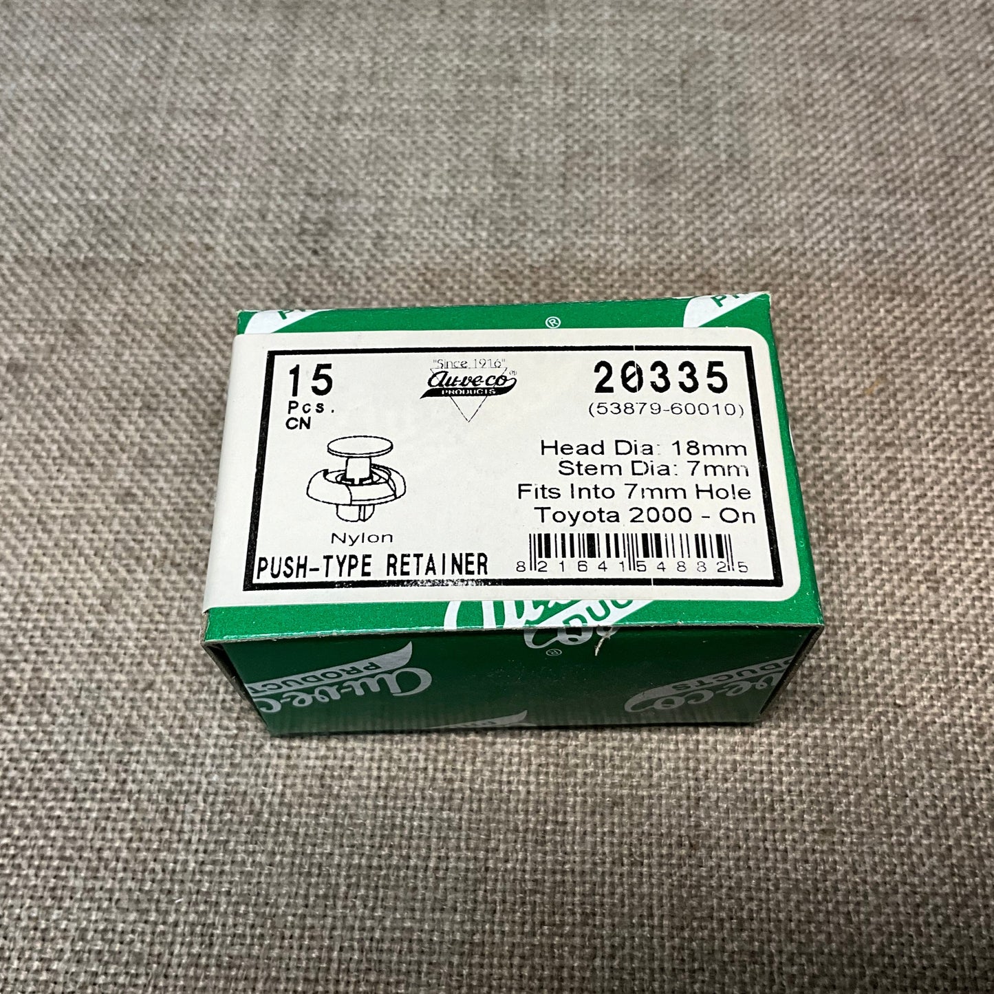 15 Fender Liner Push Type Retainers Auveco 20335 Toyota : 53879-60010; '98 On