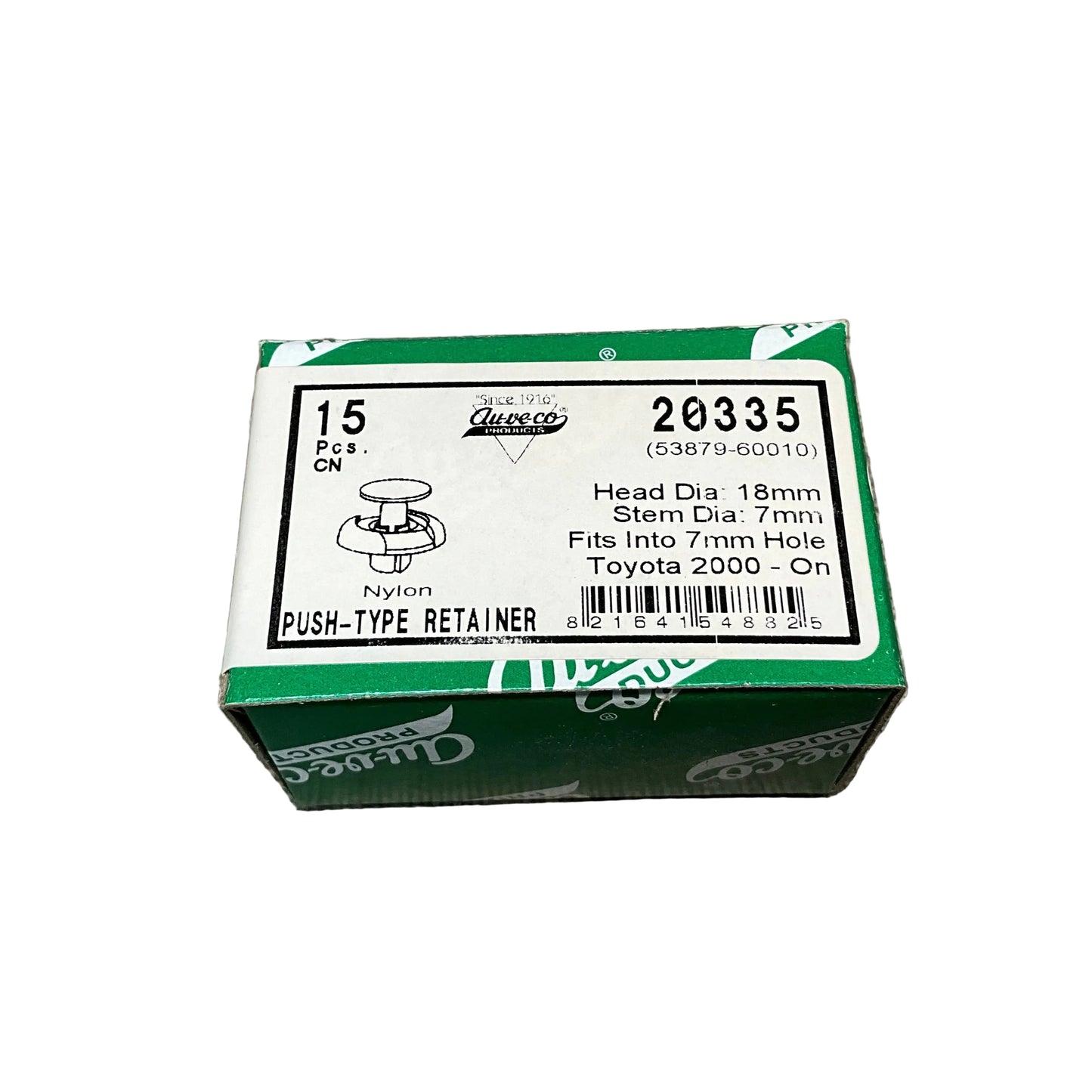 15 Fender Liner Push Type Retainers Auveco 20335 Toyota : 53879-60010; '98 On