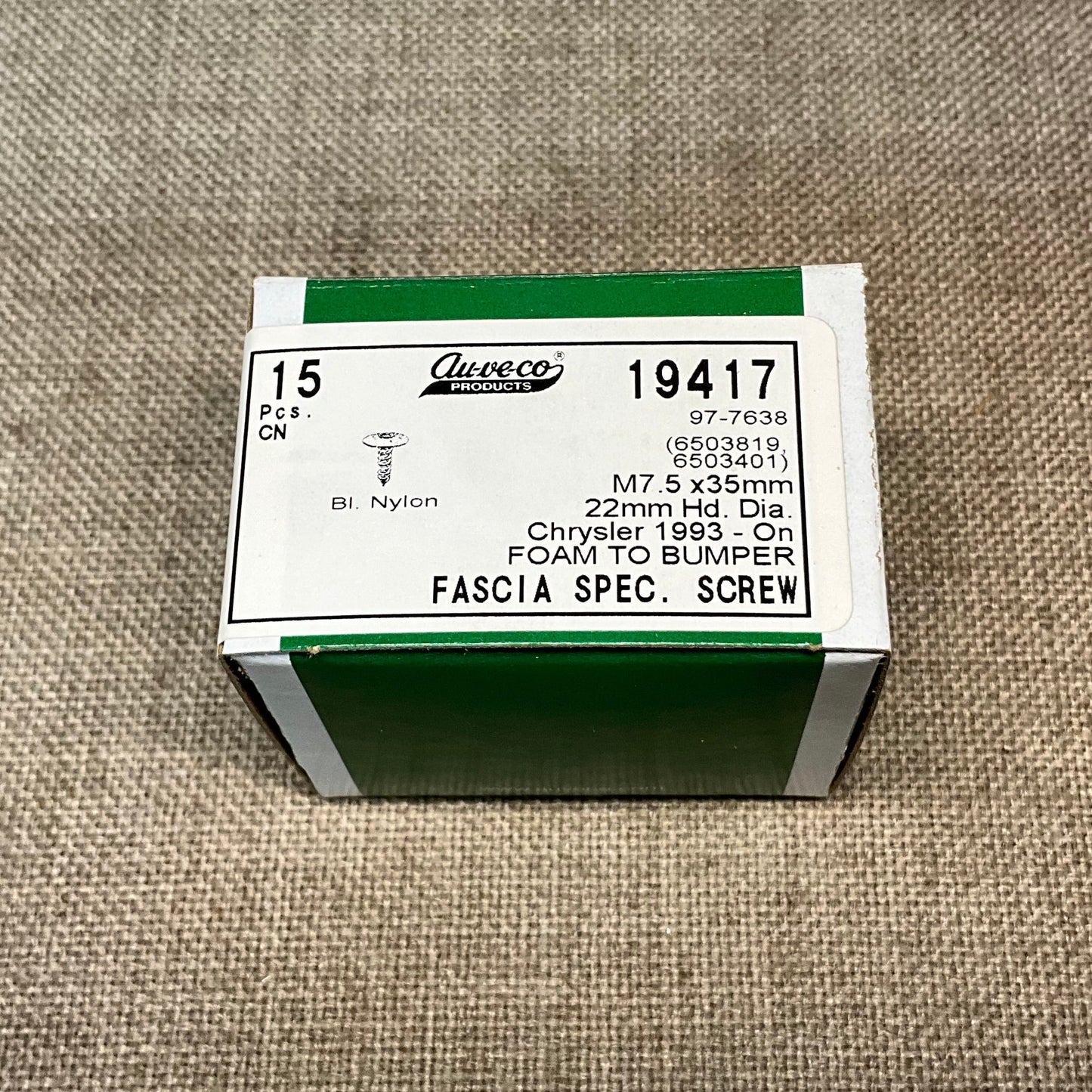 15 Front & Rear Bumper Cover Retaines Auveco 17347 Niss: 01553-06721, '99 - On